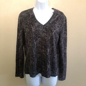 Rails Sami Snakeskin Print Modal V-Neck Long-Sleeve Top Size XS